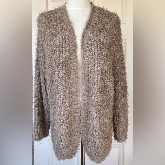 Kensie Women’s Fuzzy Open Front Cardigan Tan Size Large‎ - Picture 1 of 11